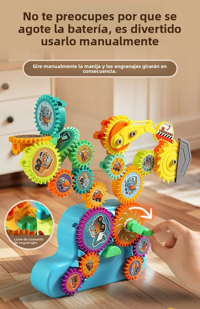 Los niños DIY 18Pcs Electric Light Music Gear Building Blocks Creative Toy