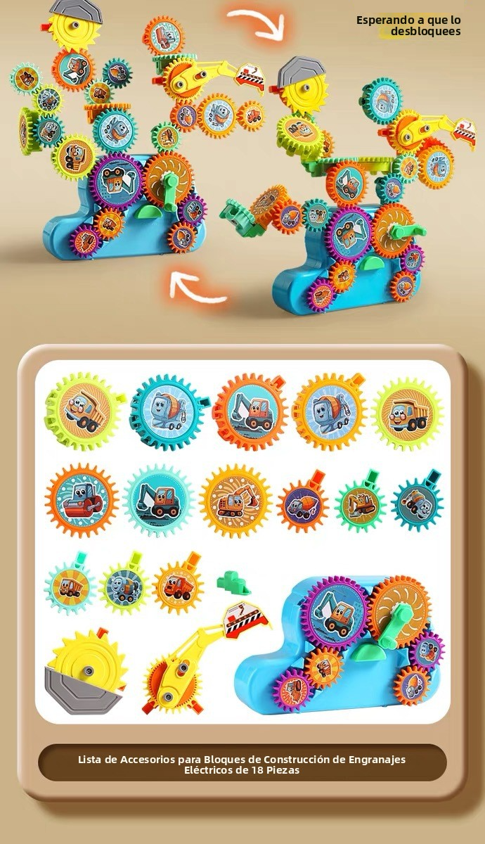 Los niños DIY 18Pcs Electric Light Music Gear Building Blocks Creative Toy