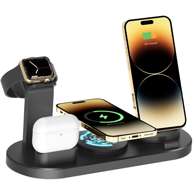 15W急速充電 四合一ワイヤレス携帯電話充電器 多機能スタンド
