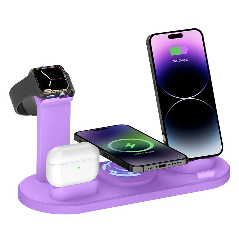 15W急速充電 四合一ワイヤレス携帯電話充電器 多機能スタンド