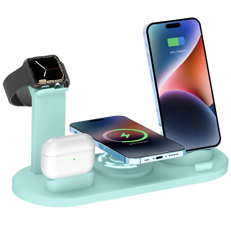 15W急速充電 四合一ワイヤレス携帯電話充電器 多機能スタンド
