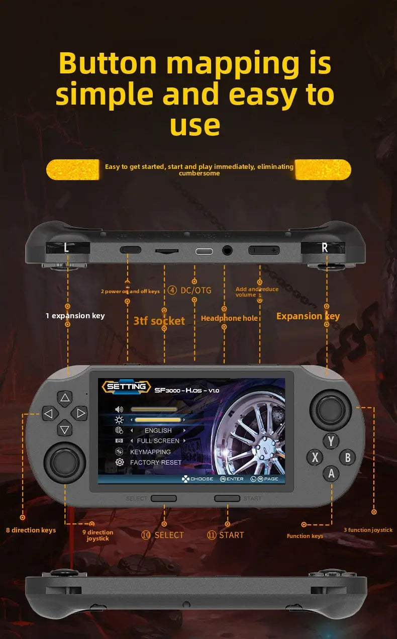 SF3000 handheld video games - supports wireless dual-player controllers